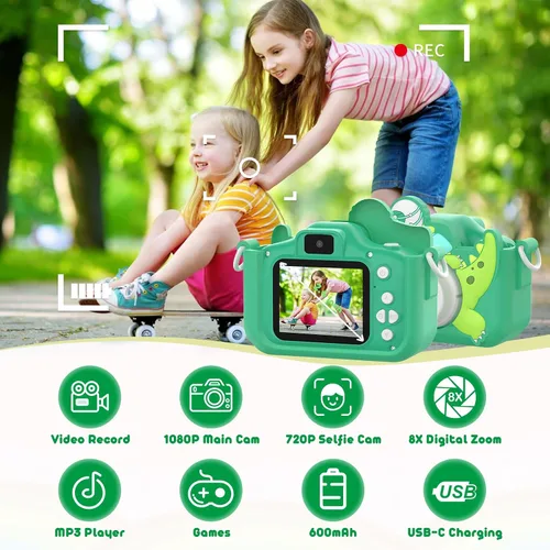 Miniatura 2 de Juguetes de cámara para niños, cámara digital para niños de 3 a 8 años, juguetes de dinosaurio de viaje, regalo de cumpleaños de Navidad para niños