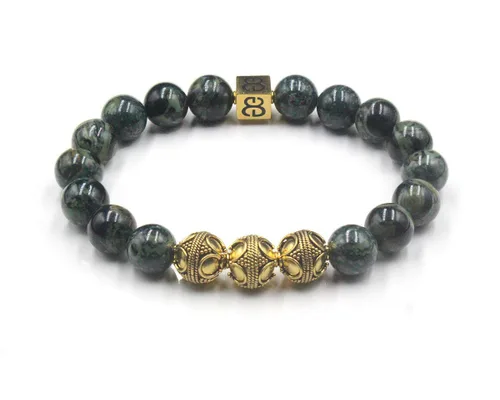 Miniatura 5 de Men's Jade and Gold Beads Bracelet, Jade Bracelet, Designer Bracelet