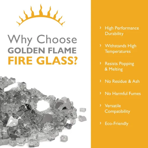 Miniatura 2 de Golden Flame Vidrio de fuego de 1/2 pulgada, gas natural o propano, hoguera, mesa y chimenea, interior o exterior, color brillante similar a una