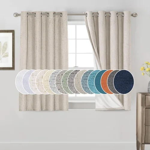 Miniatura 144 de Primitive - Cortinas opacas 100 % de lino texturizado natural para dormitorio, sala de estar, cortinas para ahorra energía, tela de arpillera