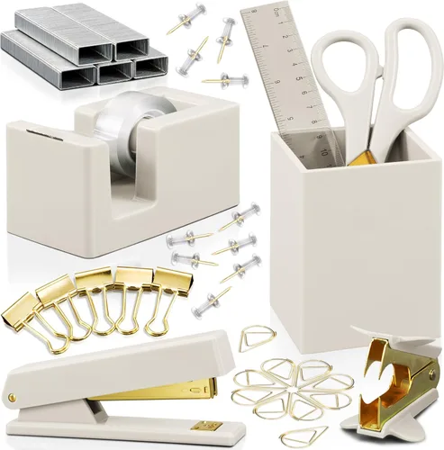 Juego de accesorios estéticos de escritorio, un juego completo de organizador de escritorio para mujeres que mejora cualquier decoración de oficina,