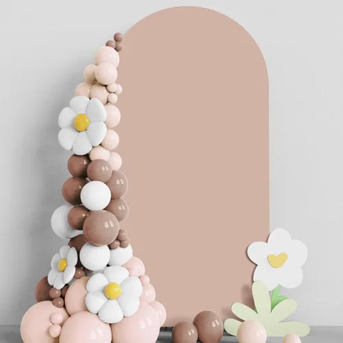 Miniatura 13 de Asee'm Cubierta de arco de boda de 6 pies, color beige, ajustada, cubierta de elastano ajustable de 2 caras, cubierta de fondo para decoración