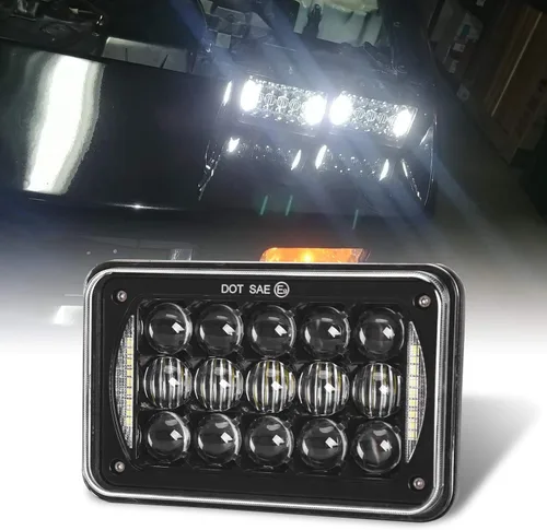 Miniatura 3 de Faros delanteros LED rectangulares de repuesto aprobados por DOT de 60 W, 4 x 6 pulgadas, H4651 H4652 H4656 H4666 H6545 con luz blanca que se