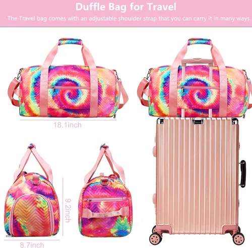 Miniatura 5 de Bolsa de lona para niñas, bolsas de gimnasio deportivas, bolsa de gimnasia, bolsa de viaje, bolsa de dormir con compartimento para zapatos