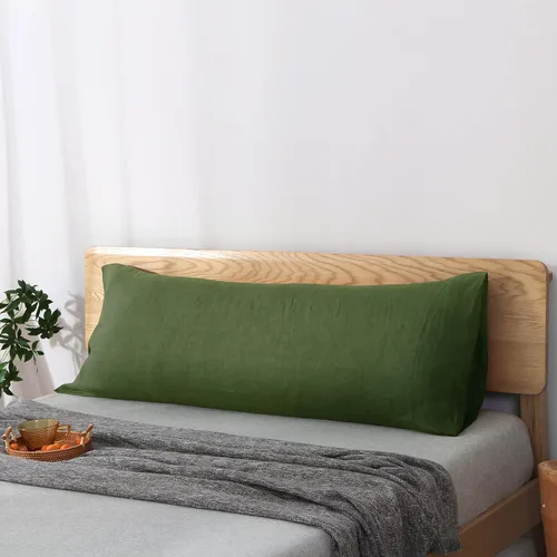 Miniatura 32 de S VICTORY SYMBOL Juego de 2 fundas de almohada de lino 100% a rayas, hilo de lino orgánico natural francés teñido en beige a rayas, King 20"x40