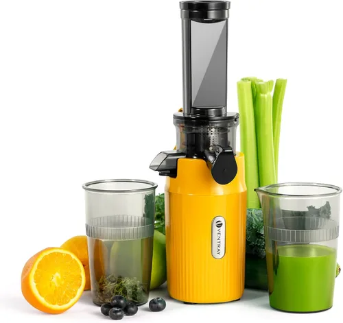 Miniatura 9 de Ventray Ginnie - Mini exprimidor de prensa en frío, pequeño exprimidor lento para verduras y frutas, alto rendimiento de jugo, fácil de limpiar