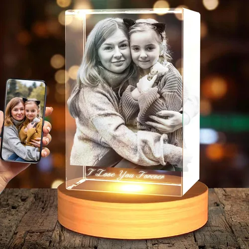 Miniatura 9 de Foto de cristal 3D, regalos personalizados para mujeres, regalos de cumpleaños personalizados para hombres, mamá, ella, él, marido, regalo Corazón