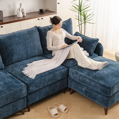 Miniatura 7 de Rexulqo Sofá modular modular de 104 pulgadas con almacenamiento para todos los asientos, sofá grande en forma de L, cómodos sofás de nube con Azul