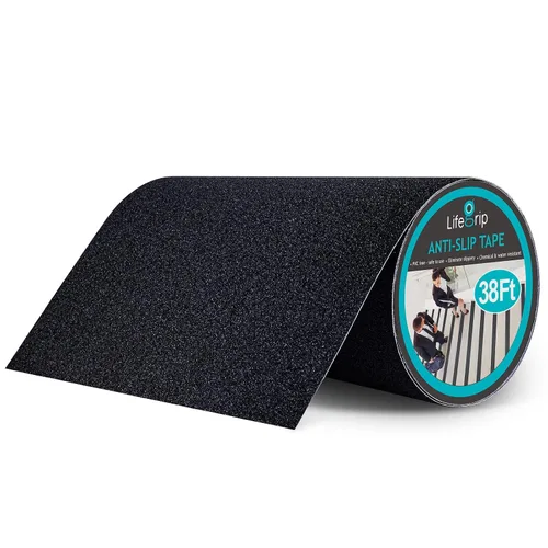 Miniatura 21 de Lifegrip - Cinta de tracción antideslizante, 4 pulgadas x 38 pies, mejor agarre, fricción, adhesivo abrasivo para escaleras, peldaños de pisada