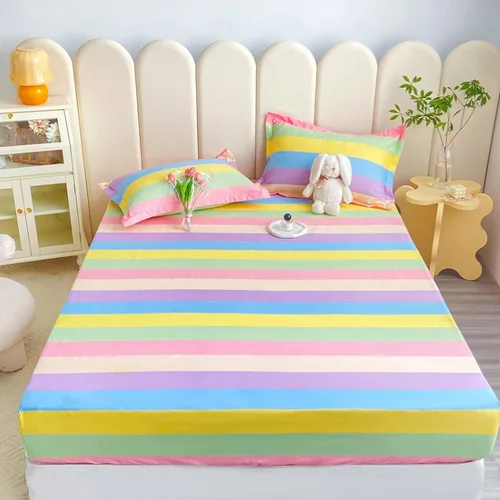 Sábana bajera tamaño individual suave y acogedora, de algodón lavado, de algodón cepillado, para dormitorio de niños y niñas, funda de almohada con