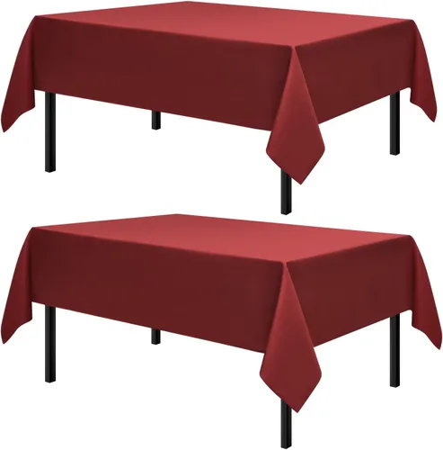 Miniatura 11 de Romanstile Mantel rectangular de poliéster, paquete de 2 manteles rectangulares de 60 x 84 pulgadas, resistentes a las manchas y a las arrugas, Negro