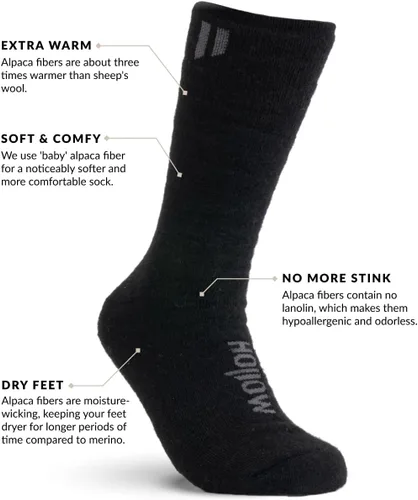 Miniatura 3 de HOLLOW Calcetines para botas de alpaca para hombres y mujeres, caza, senderismo, ciclismo, al aire libre, diseñados para comodidad y rendimiento