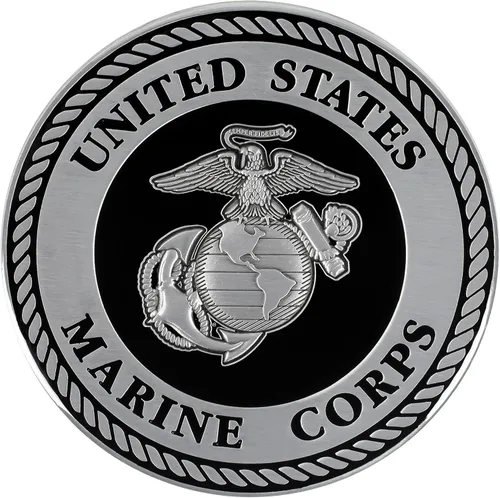 Military Gift Shop Medallón USMC negro y plateado, 3.5 pulgadas, emblema de ancla del globo de águila EGA del Cuerpo de Marines | Medallón B&S USMC