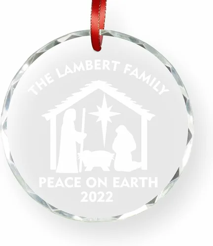 Blue Ridge Mountain Gifts Adornos de Navidad personalizados de cristal grabado con láser, decoración navideña colgante con caja de regalo incluida,