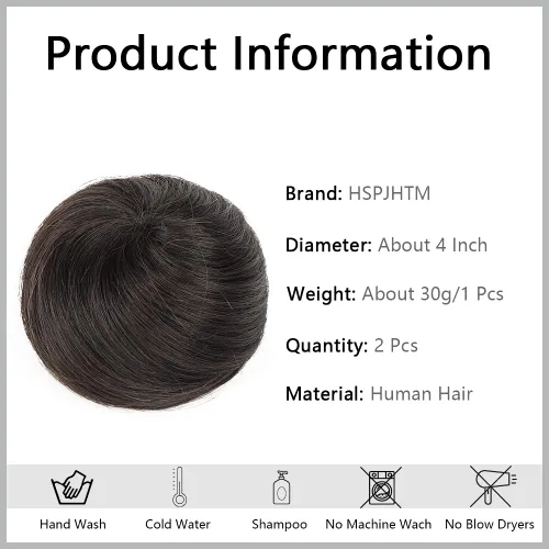 Miniatura 2 de 2 extensiones de moño de cabello, accesorio de peluca, extensiones de cabello hacia arriba, coleteros para el cabello, extensiones de moño para cola