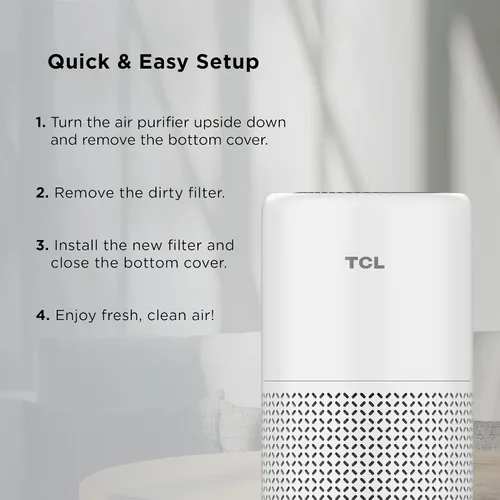 Miniatura 4 de TCL Filtro de repuesto para purificador de aire para Breeva A1 y A1W, reemplazo certificado, True HEPA (H13) elimina el 99.97% del polvo