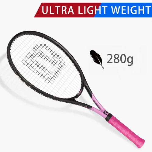 Miniatura 4 de Raqueta de tenis para adultos, paquete de 2 raquetas de tenis duraderas de 27 pulgadas, ligera, preencordada y regrip, adecuada para principiantes a