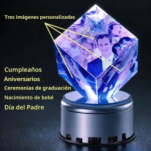 Miniatura 6 de Marco de fotos de cristal 3D personalizado para regalos del día del padre, marcos de fotos personalizados con fotos en color, regalos de aniversario