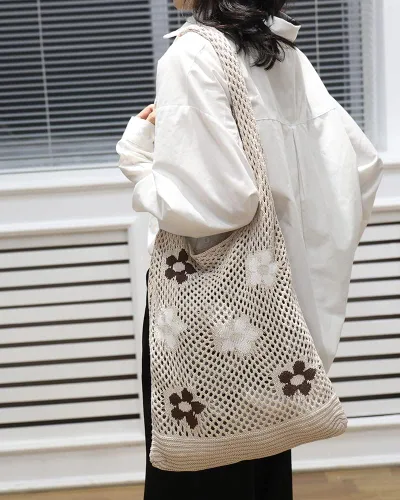 Miniatura 7 de ENBEI Bolsas bohemias, bolsa de punto de hombro, bolsa de mano Y2K estética, bolso de ganchillo lindo para mujeres, regalos hippie