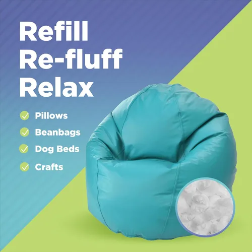 Miniatura 4 de Bean Products Cuentas de repuesto para puf, cuentas de relleno de poliestireno 100% recicladas para un apoyo duradero, granos de relleno