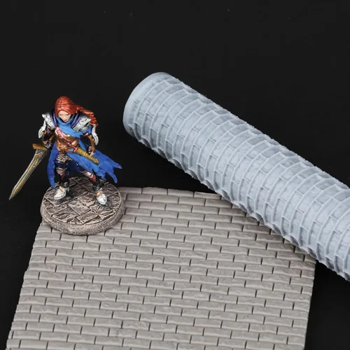 Miniatura 13 de Rodillo de textura única para esculpir arcilla y polímero, juego de mesa perfecto para construir terrenos, juego de mesa S412A ladrillo pequeño