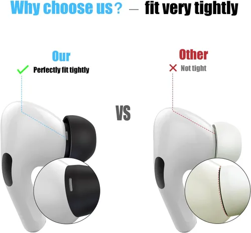 Miniatura 5 de 4 pares de almohadillas de repuesto para AirPods Pro de 1ª y 2ª generación con orificio de reducción de ruido, almohadillas de silicona para AirPods