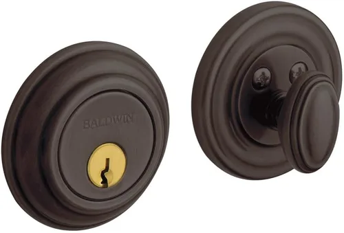 Miniatura 4 de Baldwin Estate 8231.003 - Cerrojo de seguridad tradicional de un solo cilindro de perfil bajo en latón pulido de por vida