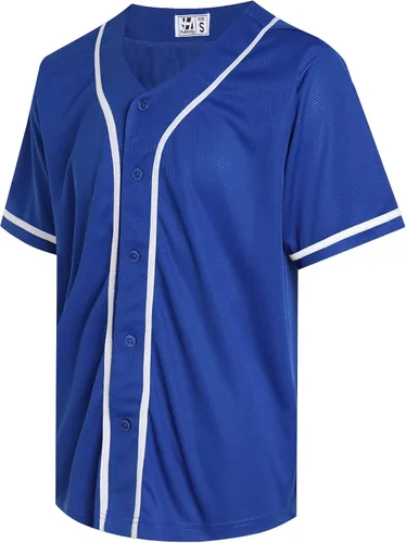 Miniatura 20 de Pullonsy Camiseta de béisbol en blanco para hombres y mujeres, camisas de manga corta con botones completos, hip hop, hipster, uniformes deportivos