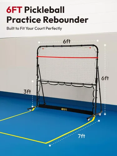 Miniatura 6 de A11N SPORTS Rebotador de pickleball con ángulos ajustables y ruedas de 360° – Rebotador de práctica para frente, atrás, dinks, voleas – Ideal