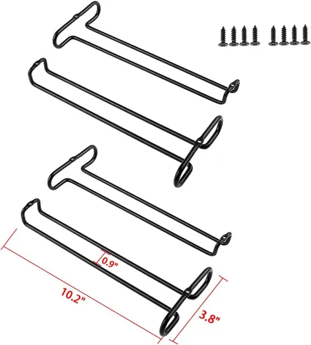 Miniatura 2 de GeLive Juego de 4 soportes para copas de gabinete de 10 pulgadas bajo estante, soporte colgante para copas de vino, organizador de almacenamiento