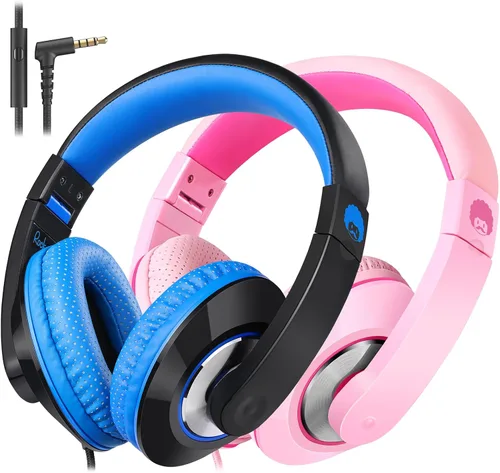 Miniatura 12 de RockPapa Comfort Audífonos para la escuela, ligeros, para niños, niñas, adolescentes, con cable de 3.5 mm para reproductor de CD y DVD, tablet, Negro