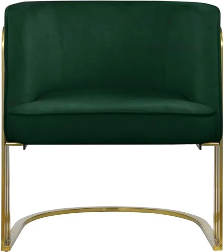 Miniatura 6 de Meridian Furniture 533Green Rays Collection - Silla decorativa tapizada de terciopelo con acabado de metal dorado cepillado, verde, 27 pulgadas