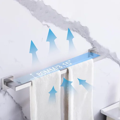 Miniatura 4 de LANC Toallero de 24 pulgadas para baño montado en la pared, toallero de baño de níquel cepillado, toallero de acero inoxidable SUS304 para inodoro