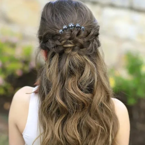Miniatura 4 de Paquete de 4 horquillas para el cabello retorcidas de perlas, peines laterales en forma de U de perlas, palillos de pelo de 4 puntas, pinzas
