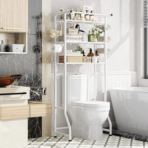 Miniatura 15 de Simple Trending Over The Toilet Storage Rack, Metal 3 Tier Bathroom Organizer Shelf with Paper Holder and 3 Hooks, Freestanding Shelf Space Saver