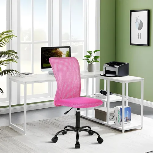 Miniatura 11 de Silla de oficina sin brazos, silla de oficina ergonómica de malla con respaldo alto con soporte lumbar, sillas de computadora, silla con ruedas