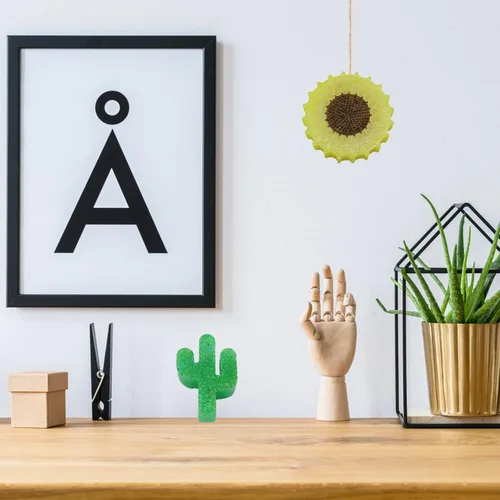 Miniatura 5 de YILIN Juego de 3 moldes para ventilación de automóvil, cactus de girasol pequeño y vaca de las tierras altas para principiantes de automóvil