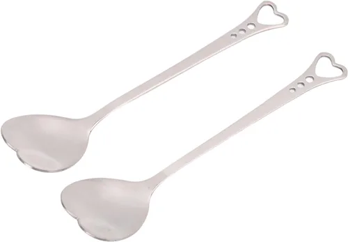 Miniatura 11 de Pssopp 2 cucharas de postre de café, diseño en forma de corazón, cuchara de metal para agitar, té, postre, bebidas, helado, Oro, Moderno