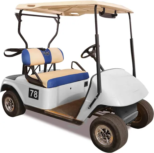 Miniatura 3 de 10L0L Fundas de asiento de carrito de golf para EZGO TXT RXV y Club Car DS 2000-up, tela de malla de aire transpirable lavable, color beige y azul