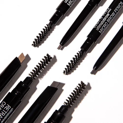 Miniatura 8 de wet n wild Lápiz definidor retráctil de cejas definitivo, color marrón ceniza, cepillo de cejas de doble cara, punta fina, formas, define, rellena