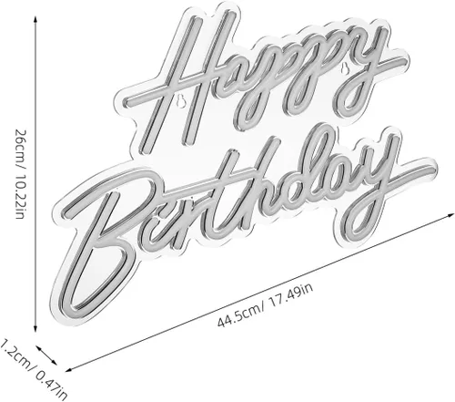 Miniatura 4 de Toddmomy Letrero de cumpleaños de neón de 17.51 x 10.23 pulgadas, alimentado por USB, letras LED iluminadas con luz blanca cálida para decoración