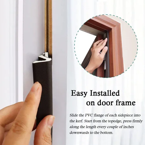 Miniatura 4 de LSGCQ Kerf Burlete Sellador para Puerta Tira Selladora 26 Pies Espuma Q Burlete Sellador para Puerta con Instalación de Ranura para Tarjeta de Marrón