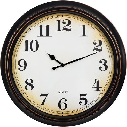 Miniatura 10 de Yoiolclc Reloj de pared vintage de 8 pulgadas, retro, relojes de pared silenciosos que funcionan con pilas, para cocina, baño, dormitorio, Bronce