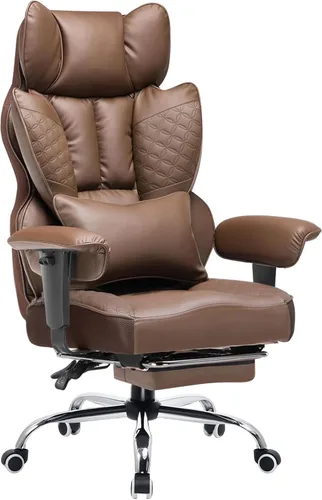 Miniatura 15 de COMHOMA Silla de Oficina de Escritorio 400LBS Sillas de Oficina Grandes y Altas Sillas Ergonómicas para Juegos con Asiento Ancho Silla de Cuero