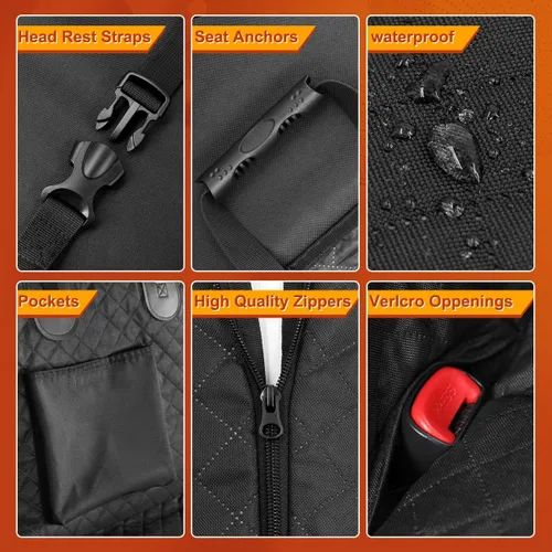 Miniatura 5 de Vailge Funda de asiento de coche para perro, hamaca para asiento trasero de automóvil, funda de asiento no inflable para asiento trasero, protector