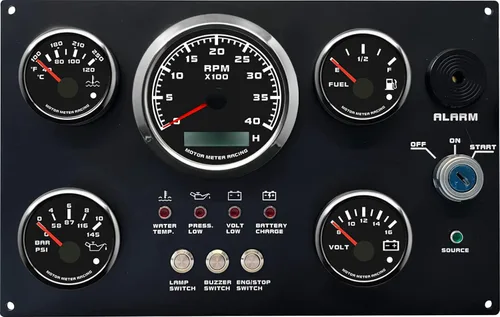 MOTOR METER RACING Juego de 5 calibradores de la serie Pro W Panel de instrumentos tacómetro de 85 mm 3-3/8" 52 mm 2-1/16" Voltaje 12V Nivel de