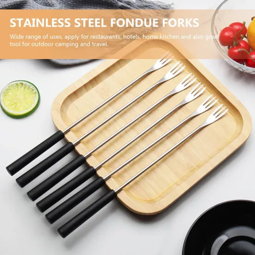 Miniatura 7 de 6 tenedores para fondue de acero inoxidable con asas de polipropileno para queso, chocolate y frutas, tenedores de cocina para cocinar y entretener