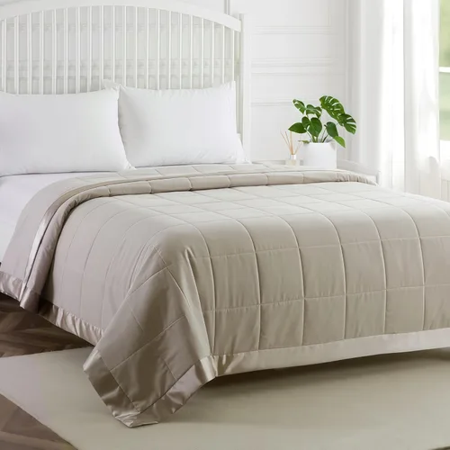 Miniatura 16 de COMFLIVE - Manta con relleno alternativo - Manta acolchada de microfibra tamaño King con borde satinado, mantas de cama para todas las estaciones