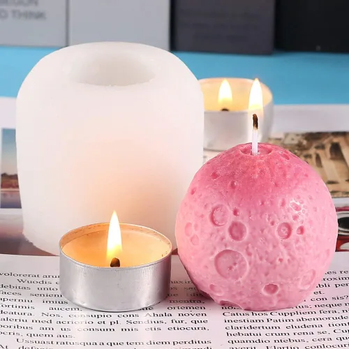 Miniatura 3 de Cestony Moldes de silicona para velas en forma de luna para hacer velas de resina para aromaterapia, velas de cera y jabón, muestras de flores