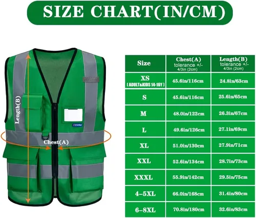 Miniatura 2 de A-SAFETY chaleco de construcción verde grande y alto 4XL 5XL